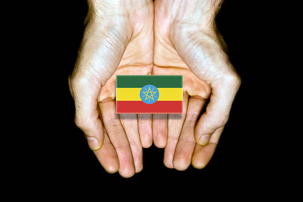 Flag of Ethiopia waving background.