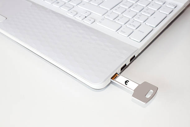istock Pendrive in a laptop with the euro sign 542692844