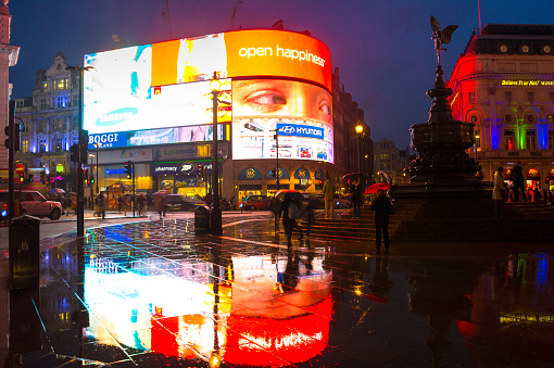 rainy night in piccadilly circus