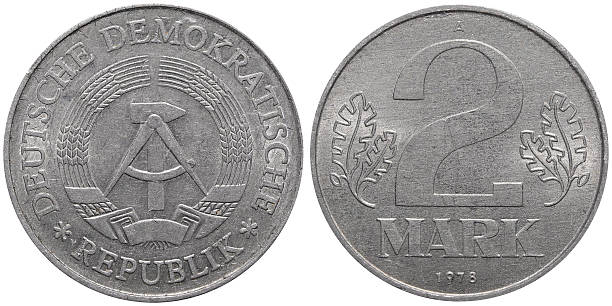 istock Two East German mark coin formerly used in the GDR 542695134