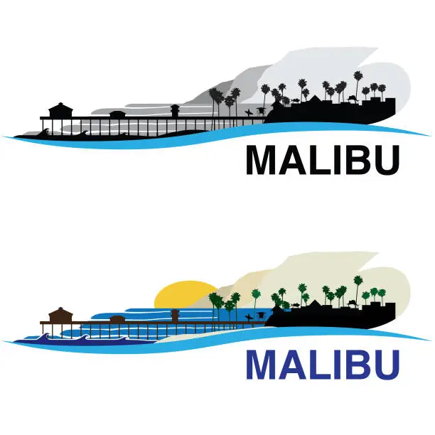 Vector illustration of Malibu California Cityscape