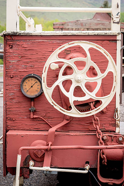 Rustic old train car connection wheel and gages