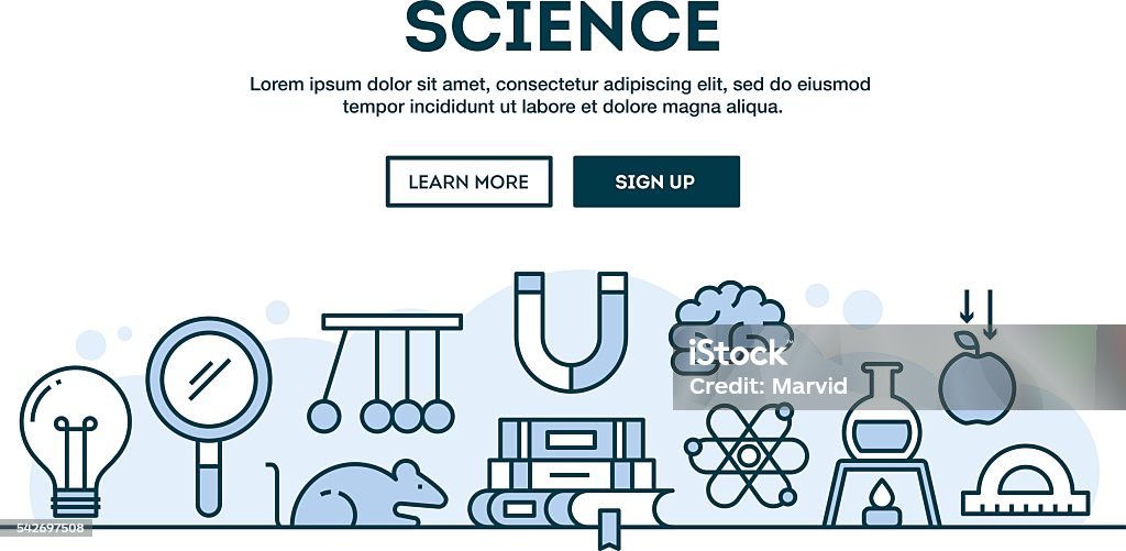 Science Concept Header Flat Design Thin Line Style Stock Illustration ...