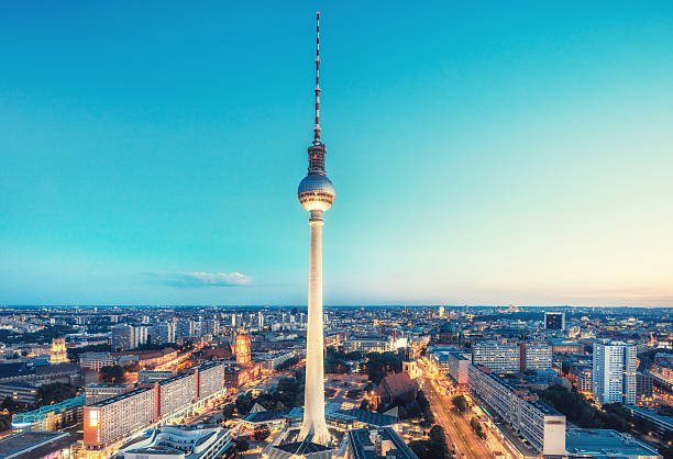 istock Berlin Skyline with TV tower at Alexanderplatz at dusk 542698398