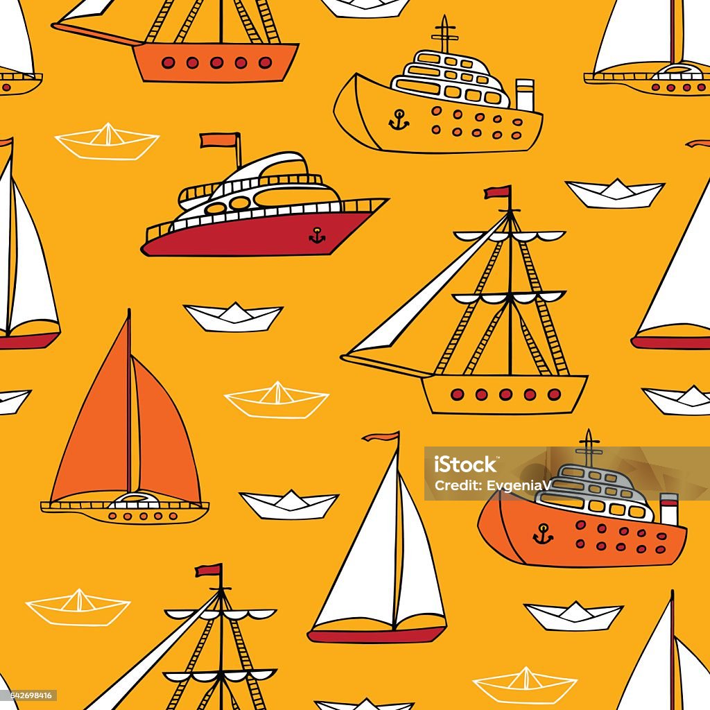 Vessels Pattern Vector Seamless Marine Pattern Stock Illustration - Download Image Now ...