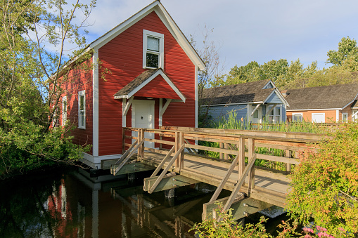 Historic houses for families in the early days of fishing in Steveston, BC, Canada