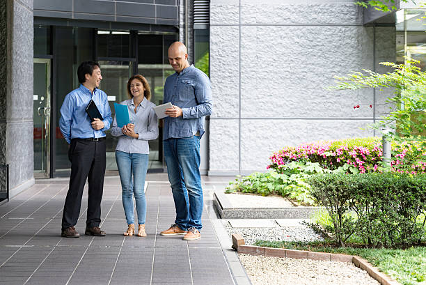International Business pepole discussing outdoor