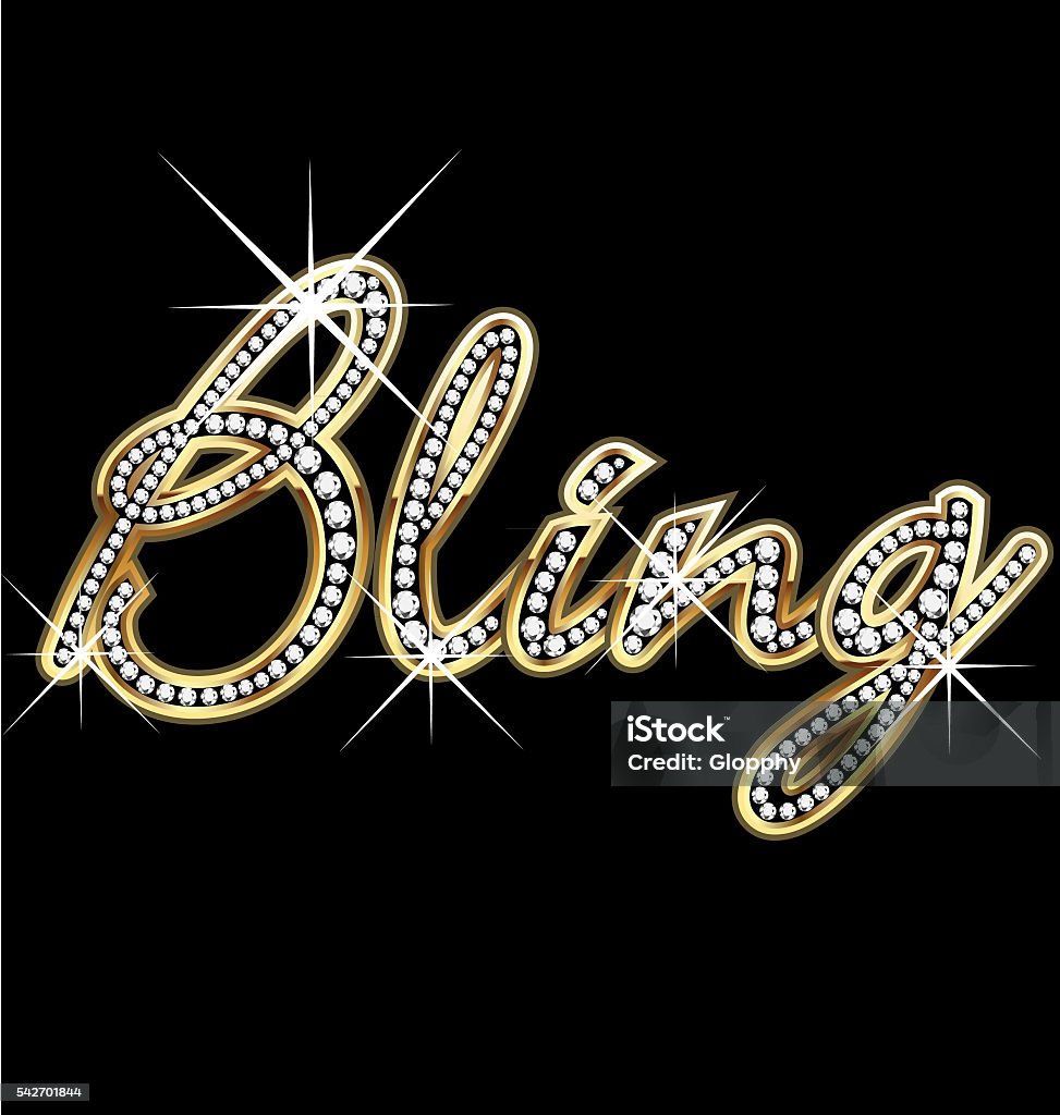 Bling Word Graphics Bling Bling Gold Diamonds Word Stock Illustration - Download Image Now ...