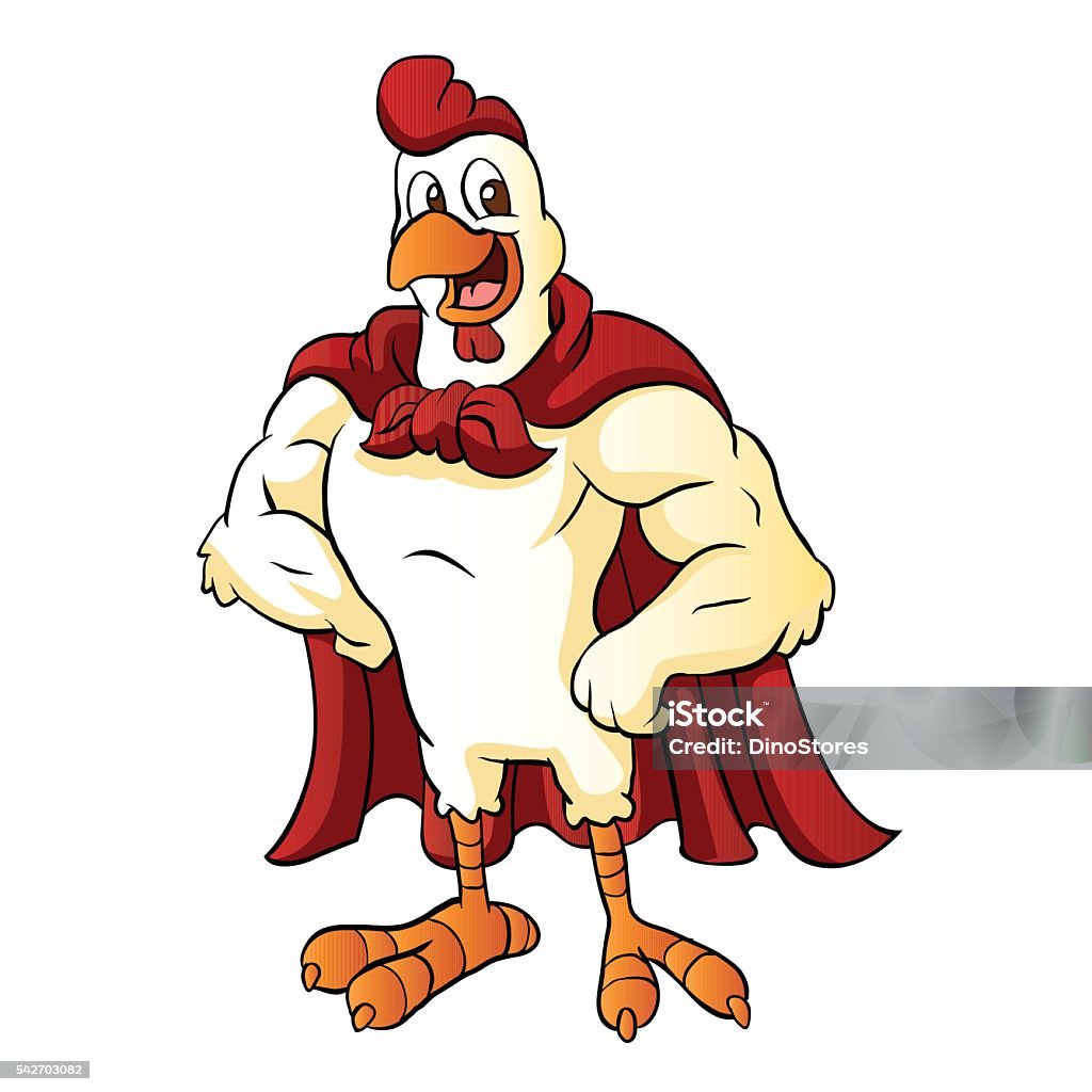 Cartoon super rooster posing Cartoon super rooster posing.vector illustration. Chicken - Bird stock vector