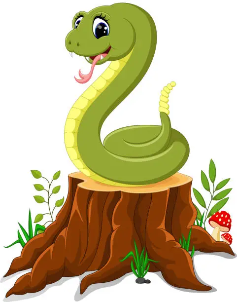 Vector illustration of Cartoon funny snake