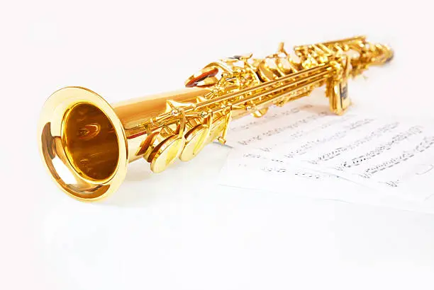 Photo of Musical notes and saxophone