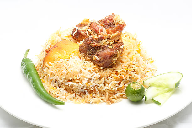 Mutton Lamb kacchi biryani stock photo
