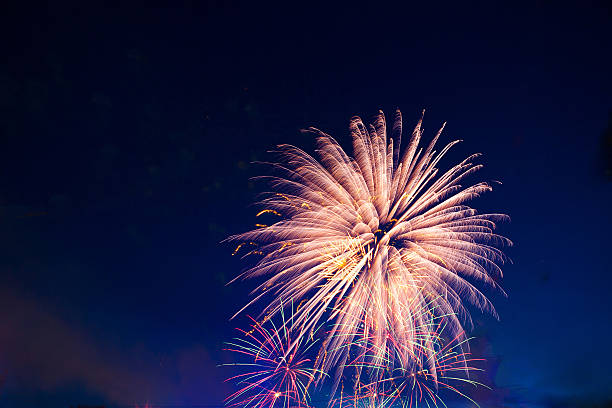 istock Brightly colorful fireworks and salute in the night 542714402