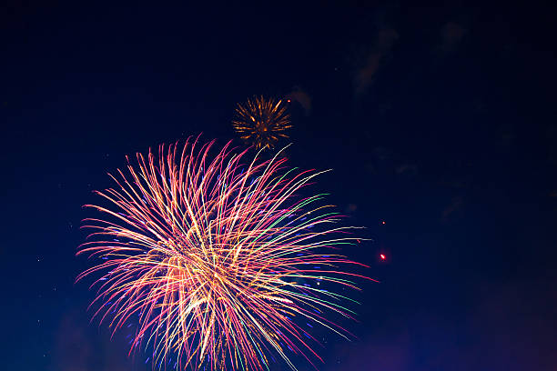 istock Fireworks of various colors bursting against a black 542714698
