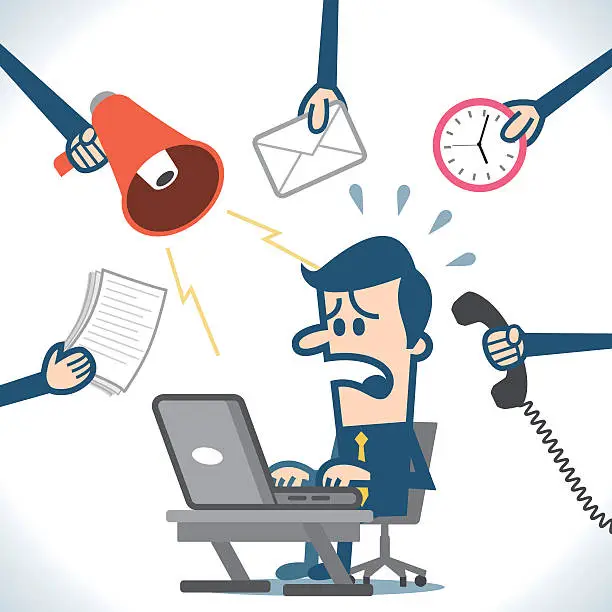 Vector illustration of Stressed businessman