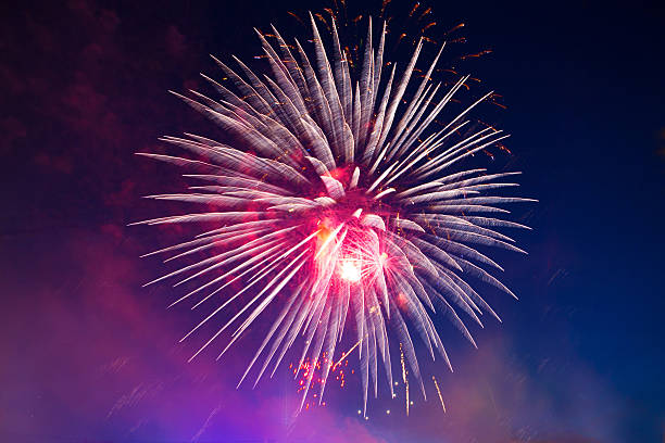 istock colorful fireworks on the black sky background 542714934