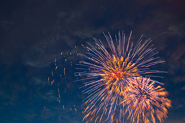 istock Beautiful colorful fireworks on sky. 542715632
