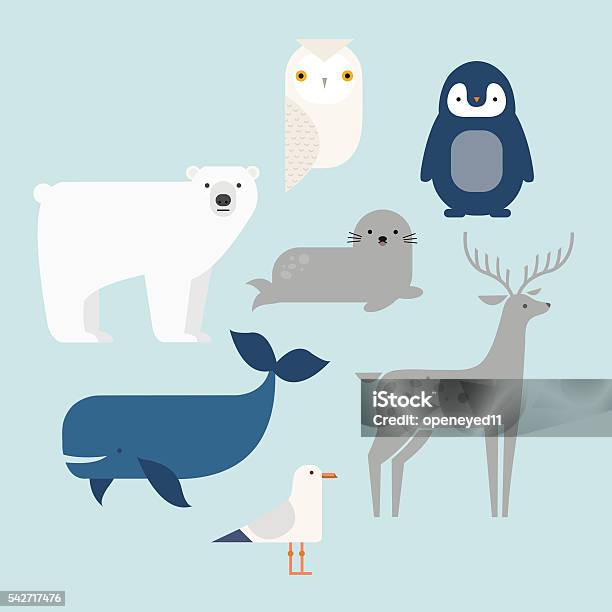 극지 동물 동물에 대한 스톡 벡터 아트 및 기타 이미지 - 동물, 펭귄, 겨울