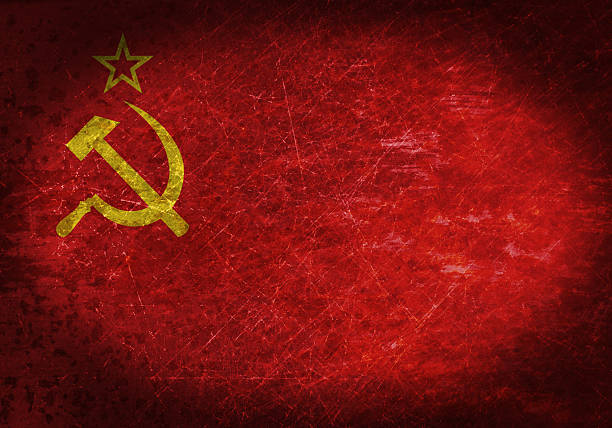istock Old rusty metal sign with a flag 542717514