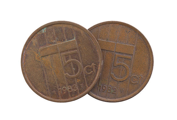 istock Old 5 euro cent coins, isolated 542717776