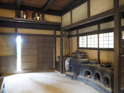 Old style Japanese kitchen, era of Edo.