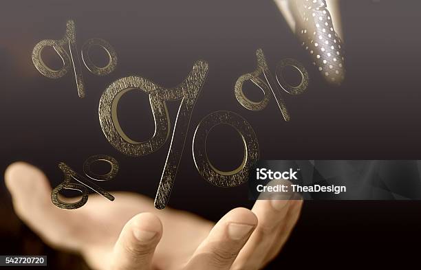 Investment Concept Businessman Holding Percentage Symbols Stock Photo - Download Image Now