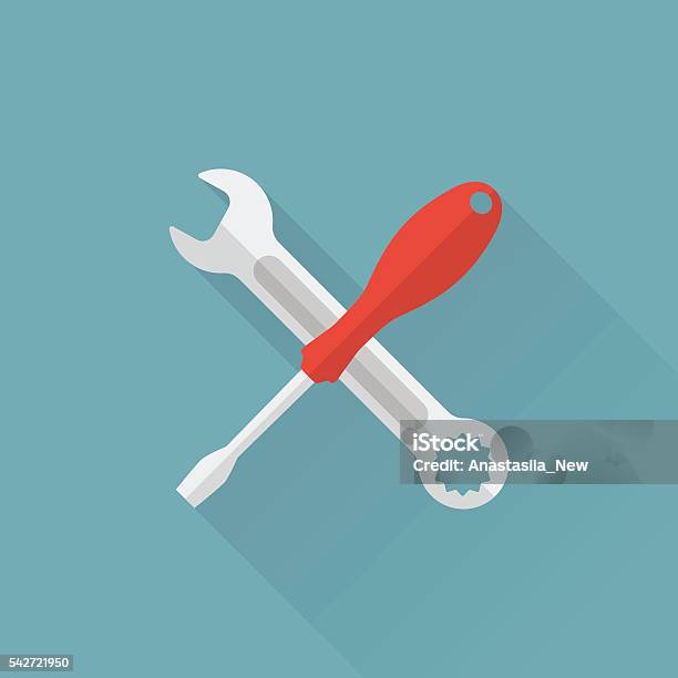Screwdriver And Wrench Icon Stock Illustration - Download Image Now - Wrench, Screwdriver, Vector