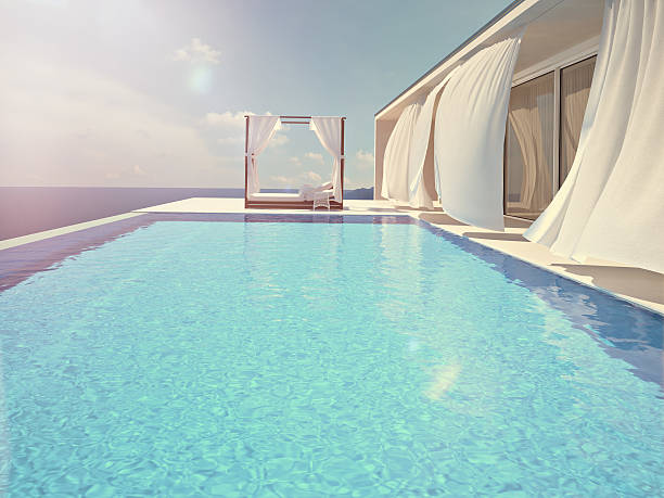 istock luxury swimming pool. color edit.3d rendering 542722304