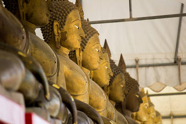 istock Golden Buddha statues at Champa temple 542722358