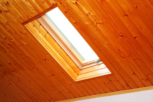istock Roof skylight wooden window 542722498
