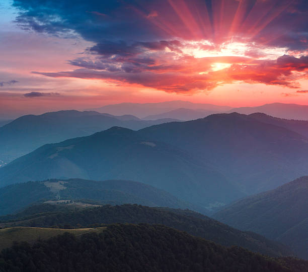 istock Colorful sunset  in the  mountains. 542722574