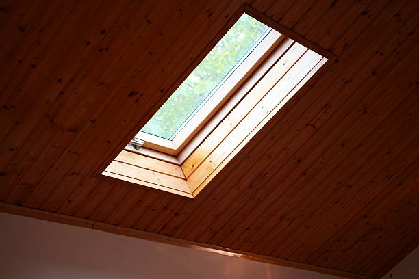 istock Roof skylight wooden window 542722642