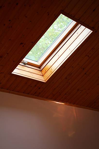 istock Roof skylight wooden window 542722718