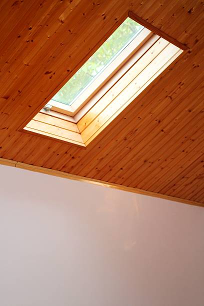 istock Roof skylight wooden window 542722788
