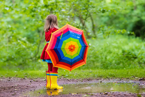 istock Child playing in the rain 542723456