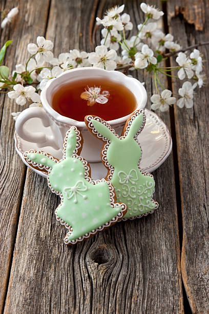 istock Delicious Easter cookies on wooden  background. 542726396