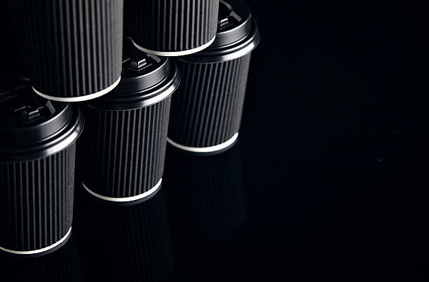 istock Black luxury take away paper cups set mirrored 542726906