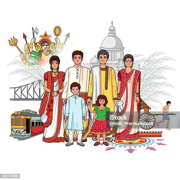 Bengali Family Showing Culture Of West Bengal India Stock Illustration -  Download Image Now - iStock
