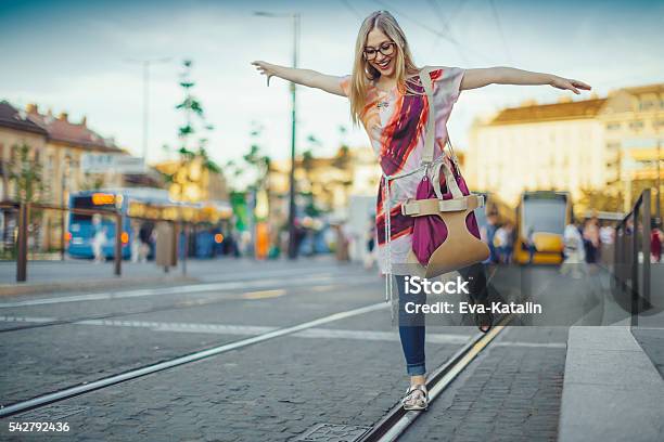 At The Tram Station Stock Photo - Download Image Now - Balance, Tightrope Walking, Cool Attitude