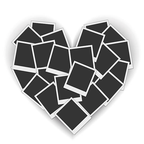 Piled blank photo frames in a heart shape Vector EPS 10 format. composite image photos stock illustrations