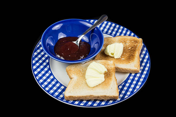 tosty śniadaniowe z masłem - toast bread berry appetizer zdjęcia i obrazy z banku zdjęć