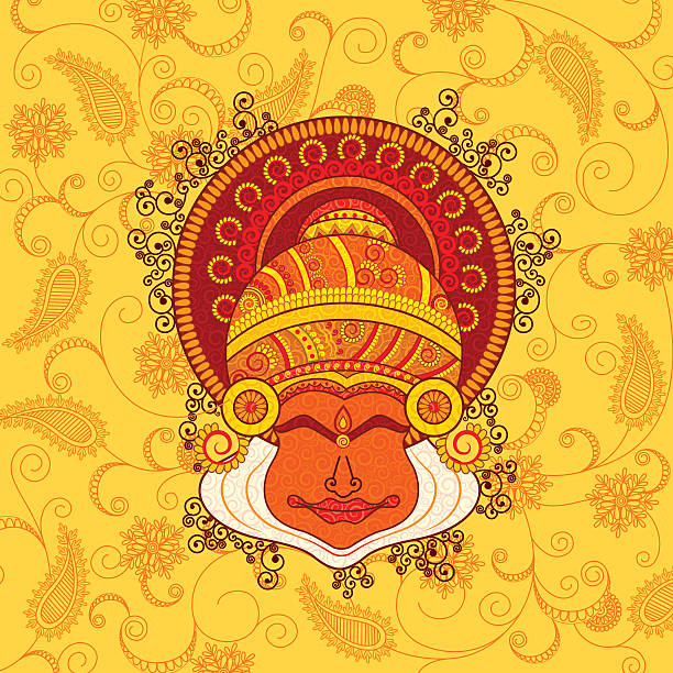 Vector design of kathakali dancer's face Vector design of kathakali dancer's face in Indian art style mahabharata stock illustrations