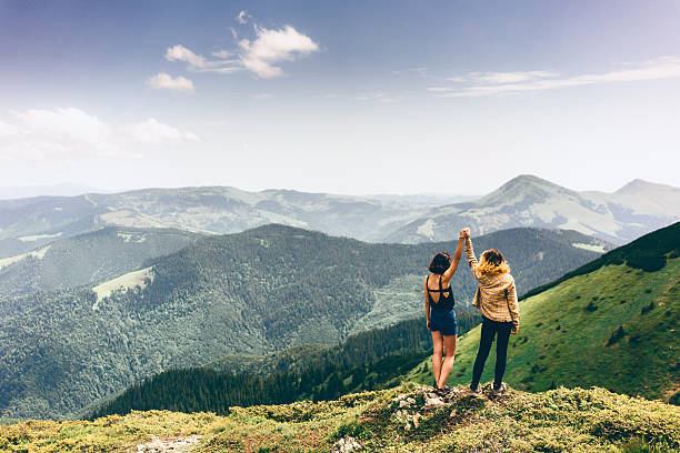 istock Two girls in mountains 542796080