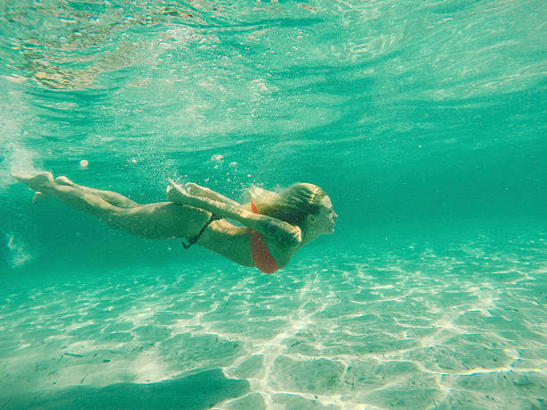 istock Beautiful young woman swimming. 542796220