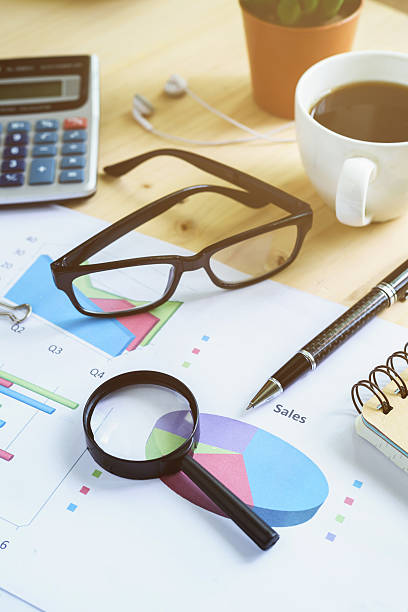 istock Desk office business financial accounting calculate 542798114