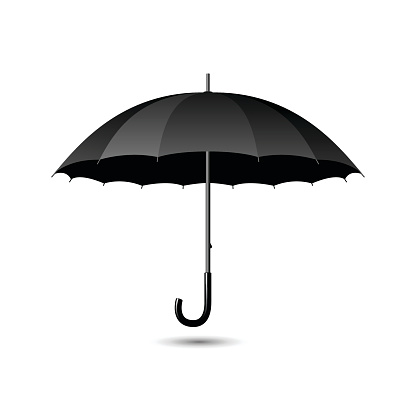 Black umbrella on white background in vector