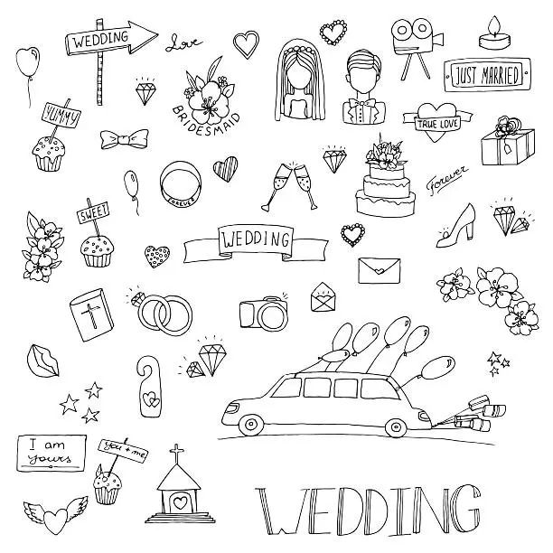 Vector illustration of Wedding set icon