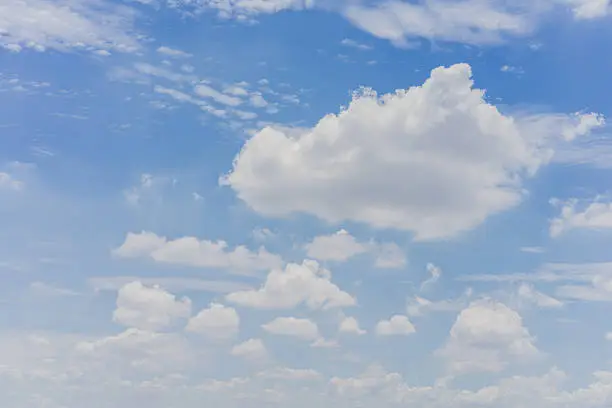 Beautiful clouds in the clear blue sky for background use