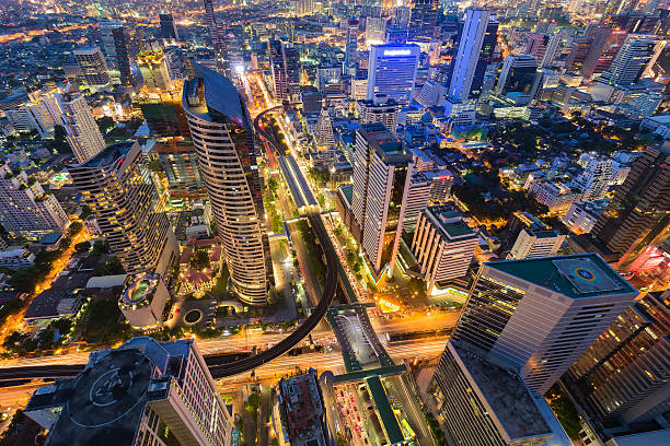 istock Aerial view Bangkok central business district downtown 542803838