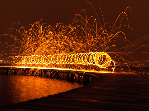 Steel Wool spinning at the beach